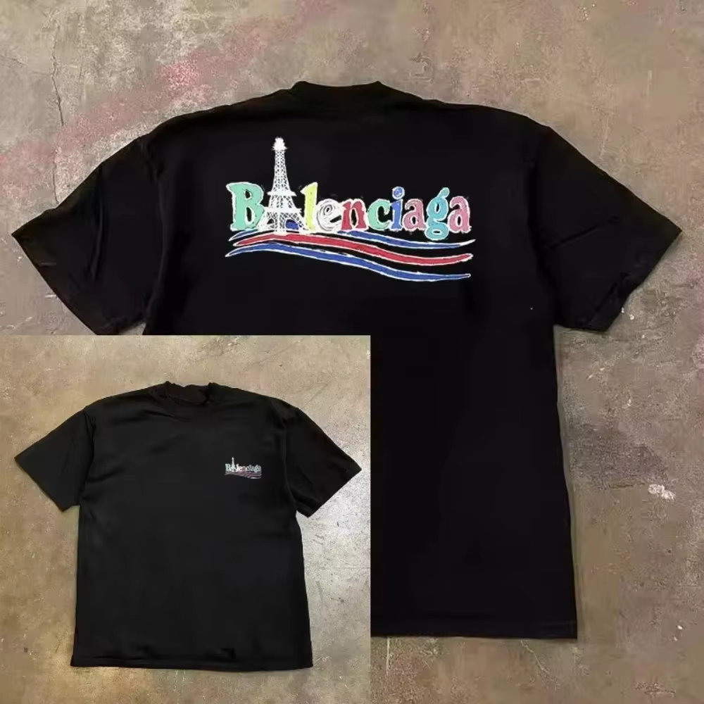 Streetwear Brand In Paris - T-shirt Paris Tower Dopamine Rainbow Word,