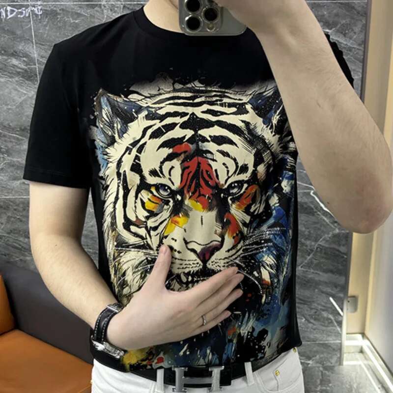 Streetwear Outfit Brand - Streetwear Hot Drill Tiger Head Maglietta